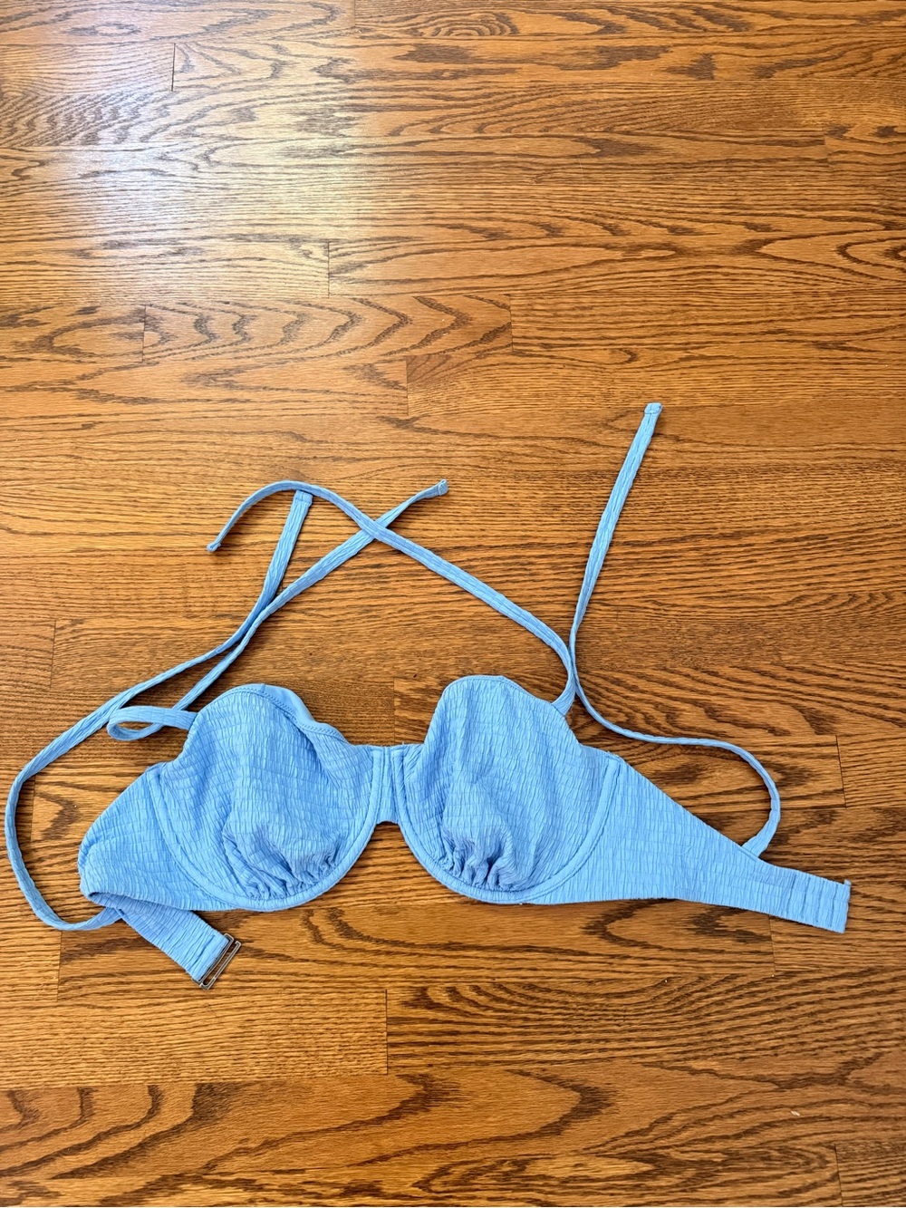 Abercrombie & Fitch Sky Blue Textured Bikini Top